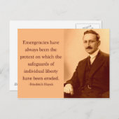 Carte Postale Hayek sur les urgences (Devant / Derrière)