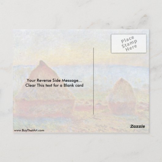 Carte Postale Haystack Par Claude Monet (Dos)