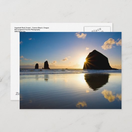 Carte Postale Haystack Rock Sunset - Cannon Beach, Oregon (Devant / Derrière)