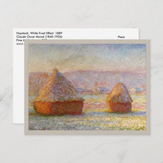 Carte Postale Haystacks, Effet gel blanc par Monet (Devant / Derrière)