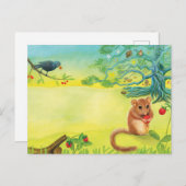 Carte Postale Hazel Dormouse Manger Fraise Sauvage (Devant / Derrière)