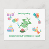 Carte Postale HBD Frog Lily Pad Cake Balloons Casquette Design (Devant)