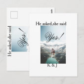 Carte Postale He asked she said yes engagement photo name stylis (Devant / Derrière)