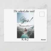 Carte Postale He asked she said yes engagement photo name stylis (Dos)