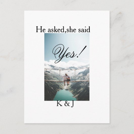 Carte Postale He asked she said yes engagement photo name stylis (Devant)