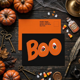 Carte Postale Hé Boo T'as-je fait peur Typographie Dessin Art