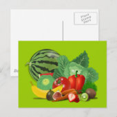 Carte Postale Healthy_Vector_Clipart FRUITS LÉGUMES jardinage (Devant / Derrière)