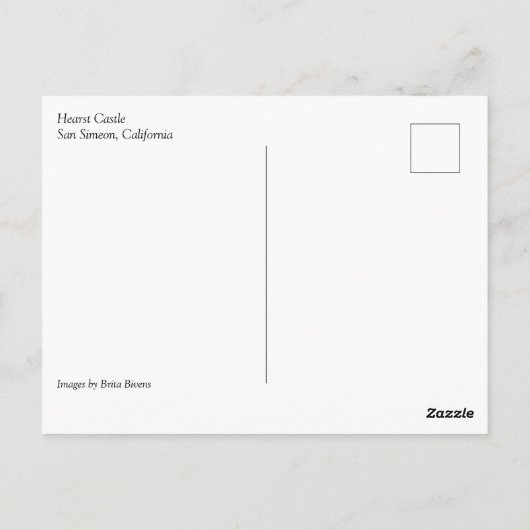 Carte Postale Hearst Castle, San Simeon, Californie (Dos)