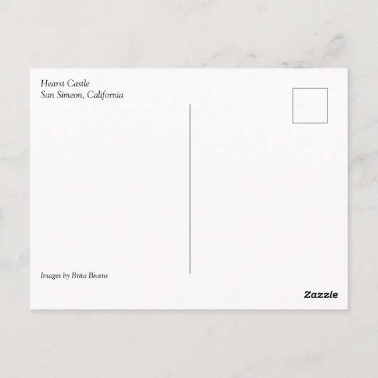 Carte Postale Hearst Castle, San Simeon, Californie (Dos)