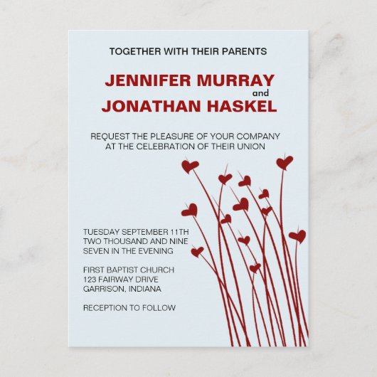 Carte Postale Heart Fields Sweetness Wedding Invitation (Devant)