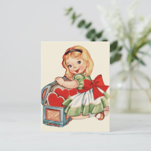 Carte Postale Heart Girl Enfant Retro Enfants mignons