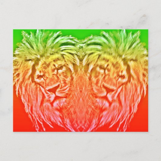 CARTE POSTALE HEART LION RASTA (Devant)