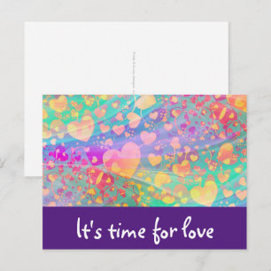 Carte Postale Heart Love Motif Pastel Design