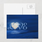 Carte Postale Heart Moon avec Snowy Beach AMOUR Hiver (Devant / Derrière)