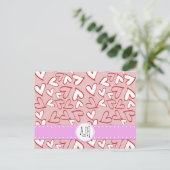 Carte Postale Heart Pattern, Red Hearts, Pink Hearts, Monogram (Debout devant)