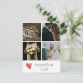Carte Postale Heart Watercolor Mariage Merci photo Collage (Debout devant)