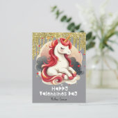 Carte Postale Hearts Valentines Jour Unicorn Parties scintillant (Debout devant)