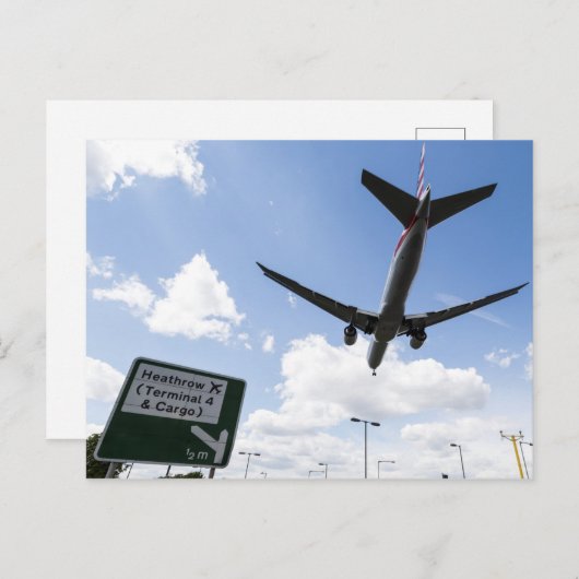 Carte Postale Heathrow Jet Landing (Devant / Derrière)