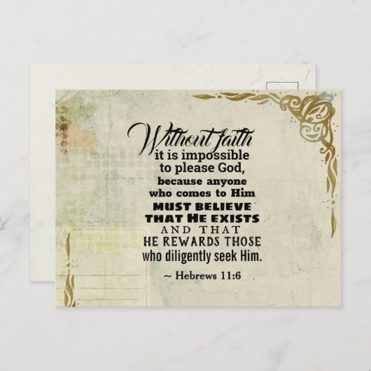 Carte Postale Hébreux 11:6 Sans foi il est impossible (Devant / Derrière)