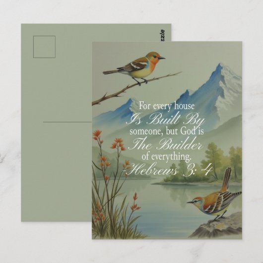 Carte Postale Hébreux 3:4 Dieu le Bâtisseur Écriture | Chrétien (Devant / Derrière)
