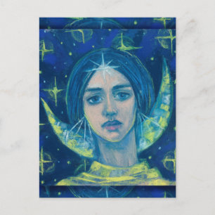 Carte Postale Hecate, Déesse Lune Pastel Peinture Imaginaire Art