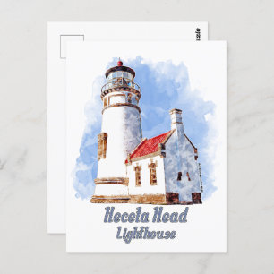 Carte Postale Heceta Head Phare Aquarelle - Oregon