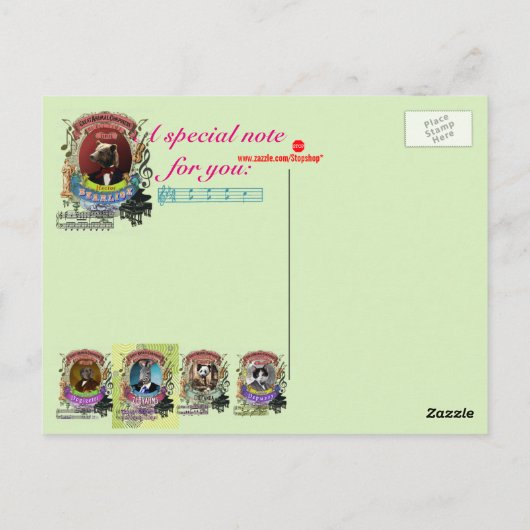 Carte Postale Hector Bearlioz Ours Animal Composer Berlioz (Dos)