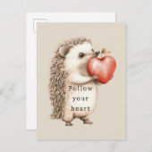 Carte Postale Hedgehog Apple Heart (Devant / Derrière)