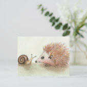 Carte Postale Hedgehog et snail (Debout devant)