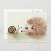 Carte Postale Hedgehog et snail (Devant / Derrière)