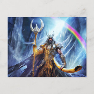 Carte Postale Heimdall et cor Gjallarhorn au pont de Bifrost