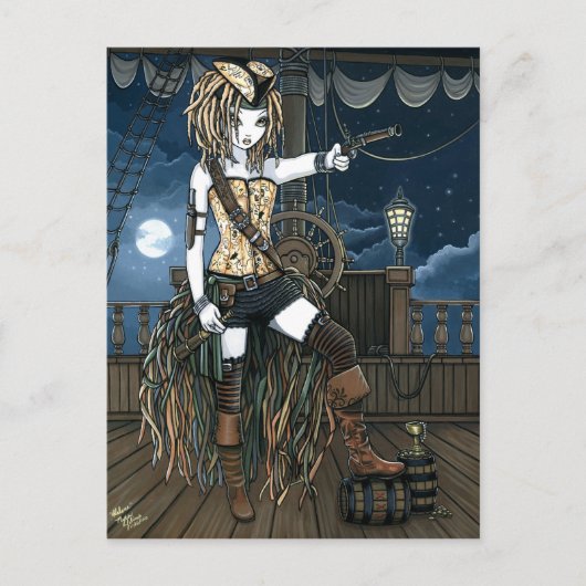 Carte postale "Helena" Sky Pirate Ship Moon Fae (Devant)
