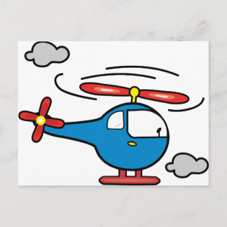 Carte Postale Hélicoptère bleu et rouge