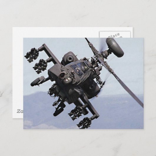 Carte Postale Hélicoptère d'attaque Aapache (Devant / Derrière)