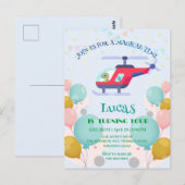 Carte Postale Hélicoptère dinosaure drôle Nom de fête d'annivers (Devant / Derrière)