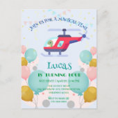 Carte Postale Hélicoptère dinosaure drôle Nom de fête d'annivers (Devant)