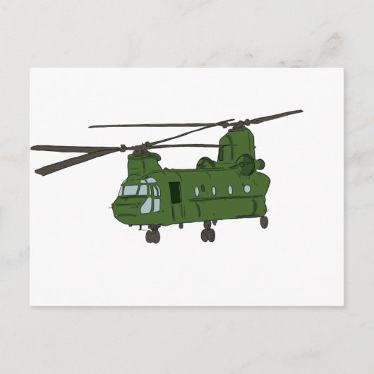 Carte Postale Hélicoptère militaire CH-47 Chinook vert (Devant)