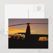 Carte Postale hélicoptère Robinson R44 au coucher du soleil (Devant / Derrière)