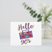Carte Postale Hello 90s radio cassette recorder postcard (Debout devant)
