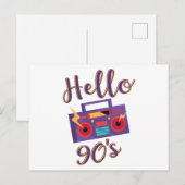 Carte Postale Hello 90s radio cassette recorder postcard (Devant / Derrière)