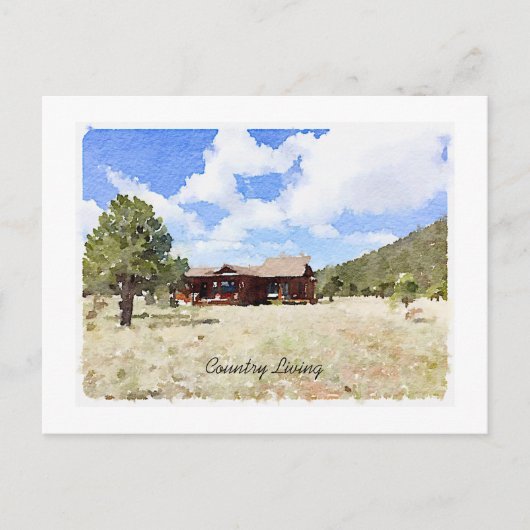 Carte Postale Hello Country Cabine Living Aquarelle (Devant)