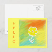 Carte postale Hello Fleur Peint à la main (Devant / Derrière)
