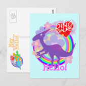 Carte postale Hello Flower Purple Dinosaur (Devant / Derrière)