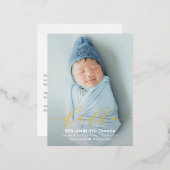 Carte postale Hello Foil Faire-part de naissance (Recto/Verso)