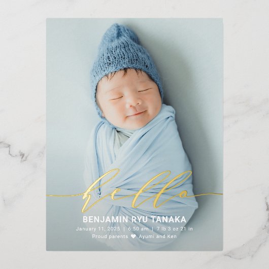 Carte postale Hello Foil Faire-part de naissance (Recto)
