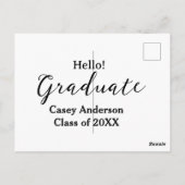 Carte Postale Hello graduate class of 20XX name congrats stylish (Dos)
