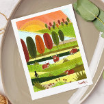 Carte postale Hello Highland Cows<br><div class="desc">Cette jolie vaches Highland Hello carte postale présente l'art original des arbres d'automne,  des collines ondulantes et d'adorables vaches moelleuses Highland! Customisez d'ajouter votre propre salutation à l'avant ou laissez-la comme "bonjour". Ajoutez votre nom pour une signature personnelle (ou laissez-le en blanc si vous le désirez) !</div>