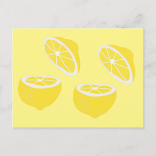 Carte Postale Hello Lemon jaune moderne fruit