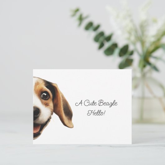 Carte Postale Hello mignon Beagle chien moderne tendance (Debout devant)
