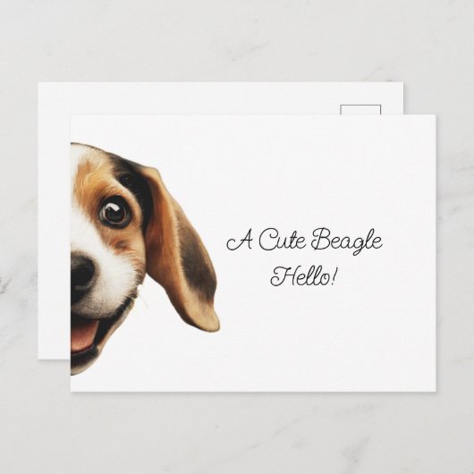 Carte Postale Hello mignon Beagle chien moderne tendance (Devant / Derrière)